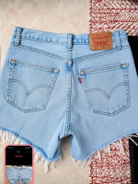 Levi's Light Wash Denim Frayed Hem Cutoff Shorts